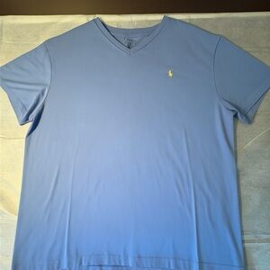 Polo by Ralph Lauren Light Blue V-Neck Short Sleeve Tee with Yellow Pony